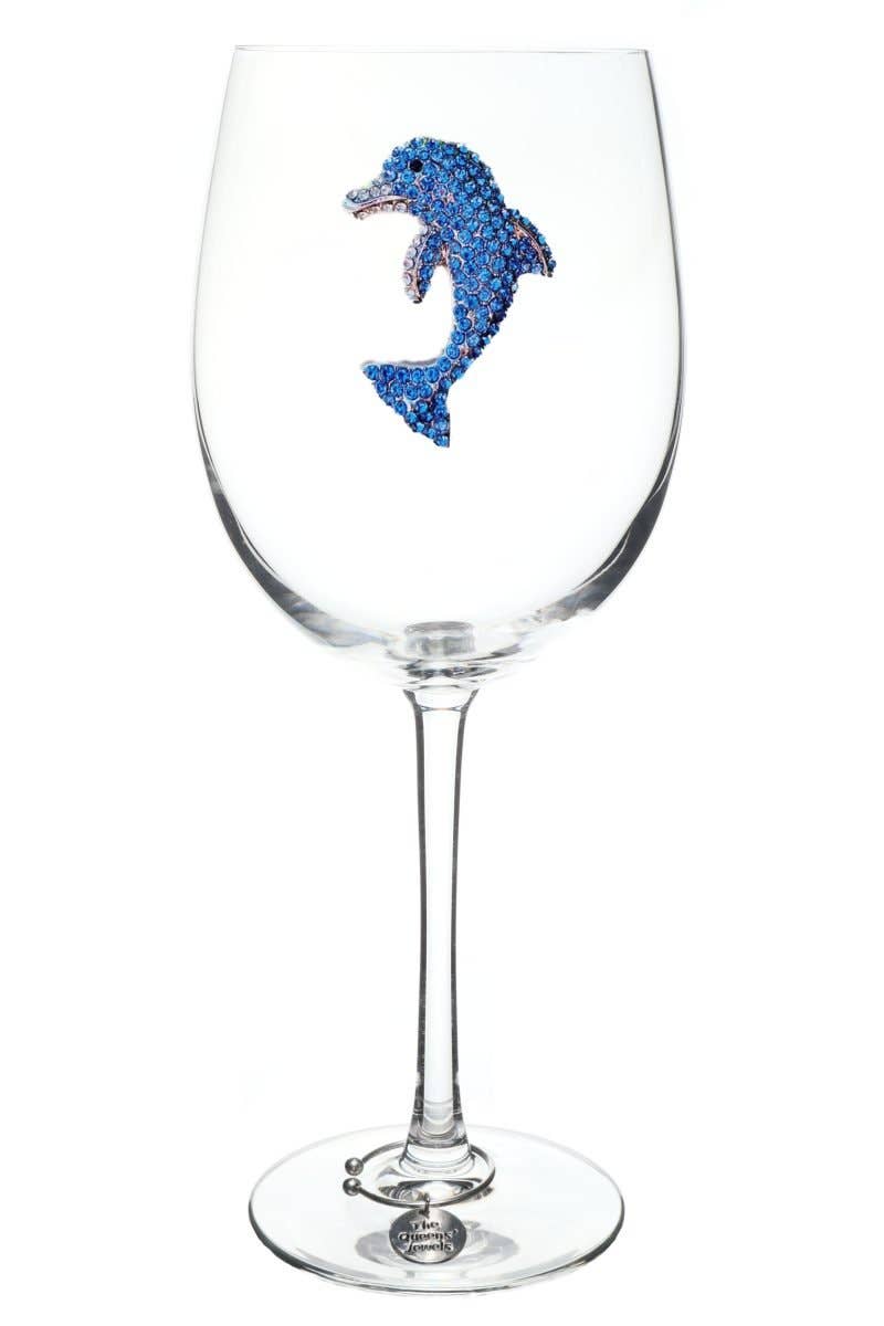 The Queens' Jewels® - Dolphin Jeweled Stemmed Wine Glass