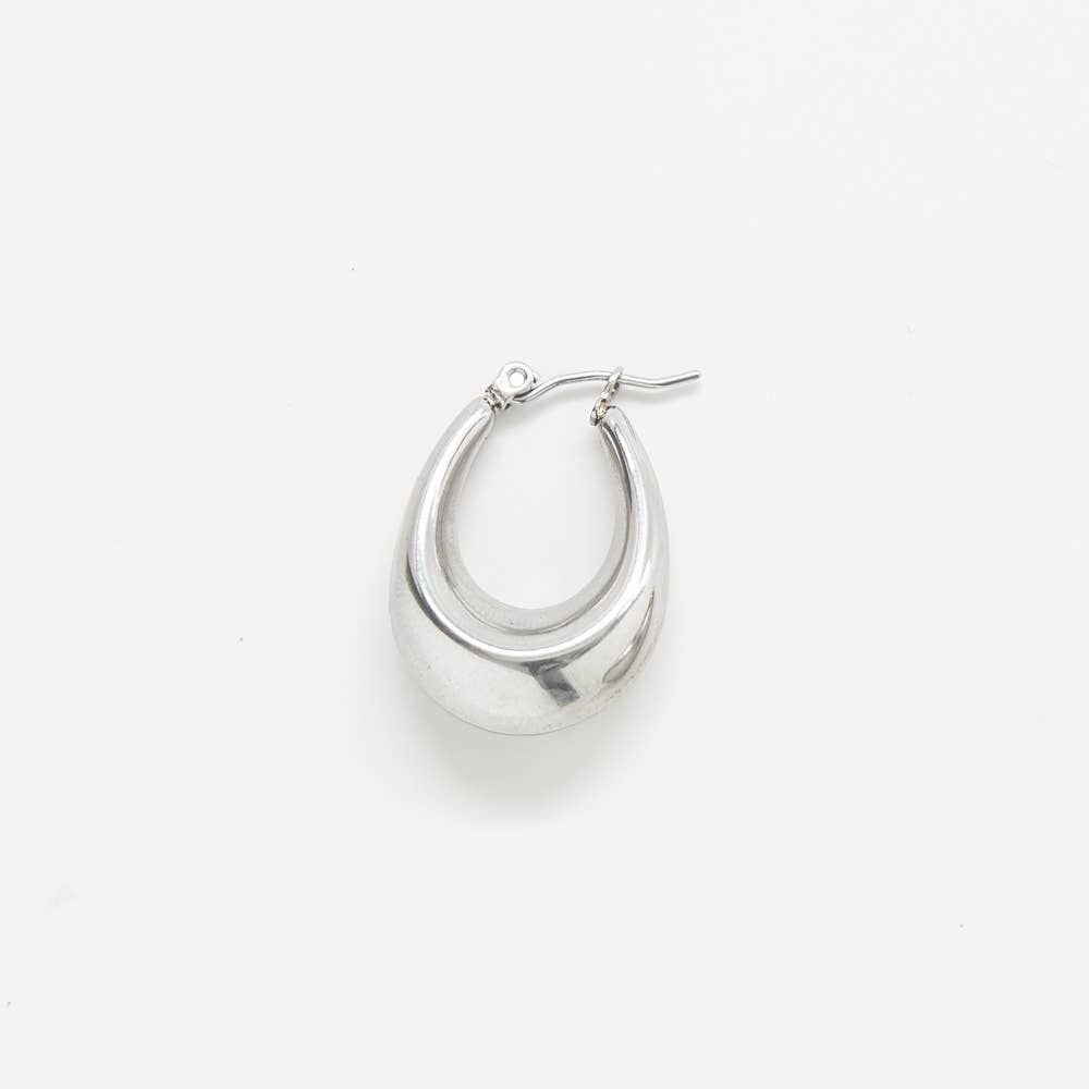 Admiral Row - Silver Oval Hoop Earrings - Jewelry