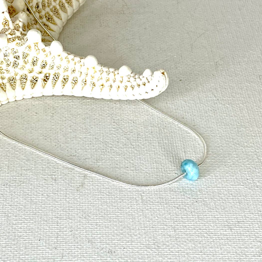 Jackie Gallagher Designs - Handmade Coastal Jewelry - Sterling Silver & Larimar Ball Necklace 18"