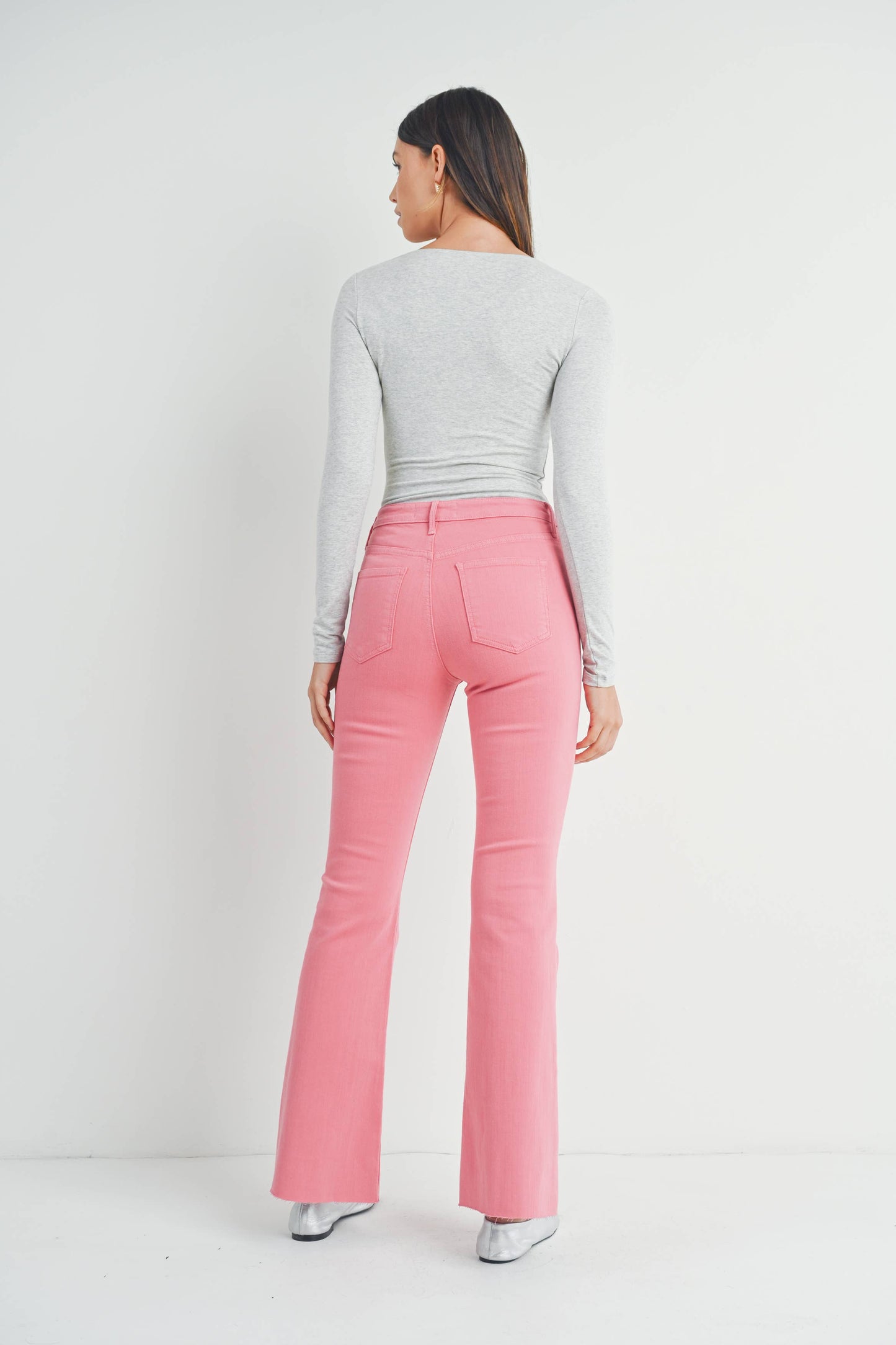 JUST BLACK DENIM - BP333J-A - ROSE QUARTZ - High Rise Scissor Cut Flare