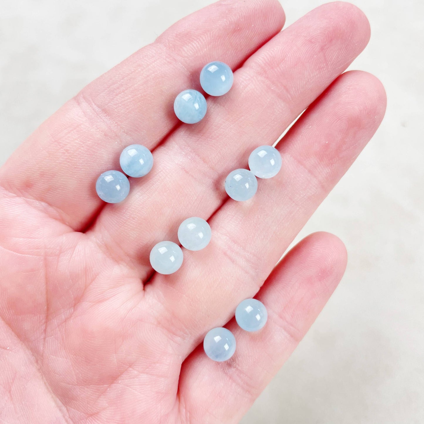 Ewelina Pas Jewelry - Silver 6mm Aquamarine Orb Stud Earrings