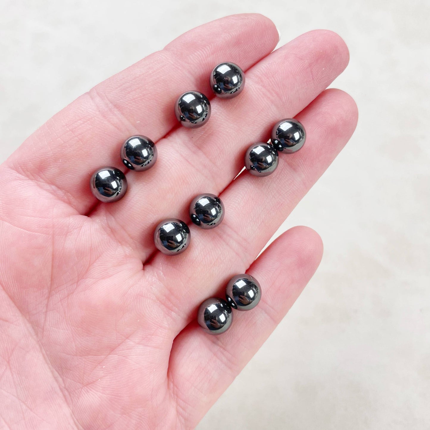 Ewelina Pas Jewelry - Silver 8mm Hematite Orb Stud Earrings