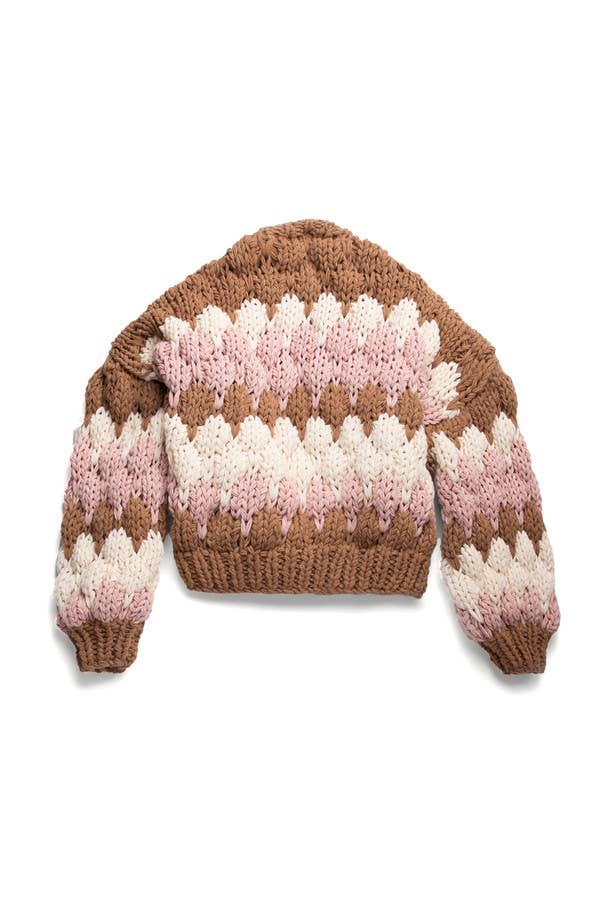 SAACHI - Camila Cropped Knitted Cardigan: Black & White