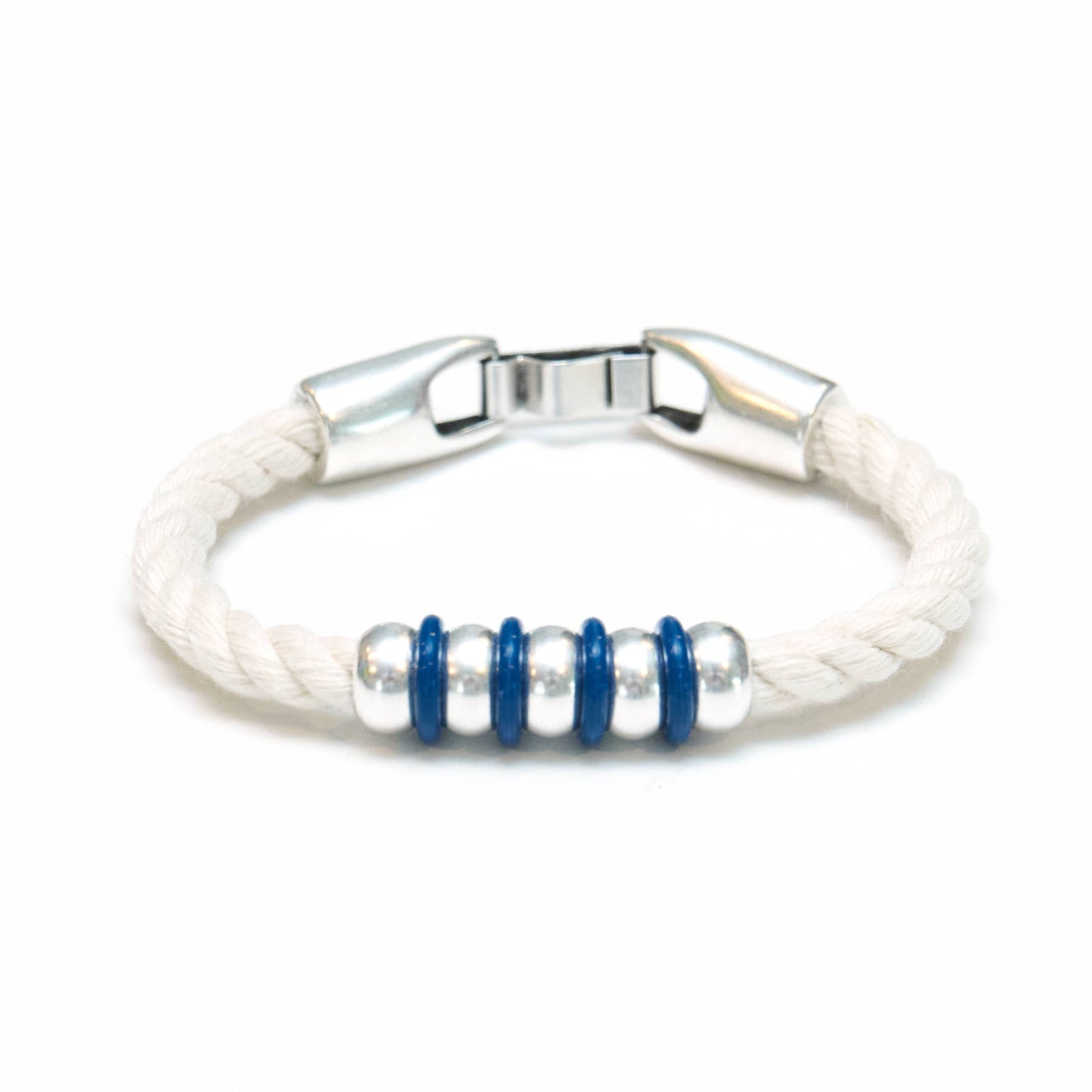 Allison Cole Jewelry - Regent - Ivory/Navy/Silver - Nautical Rope Bracelet: M
