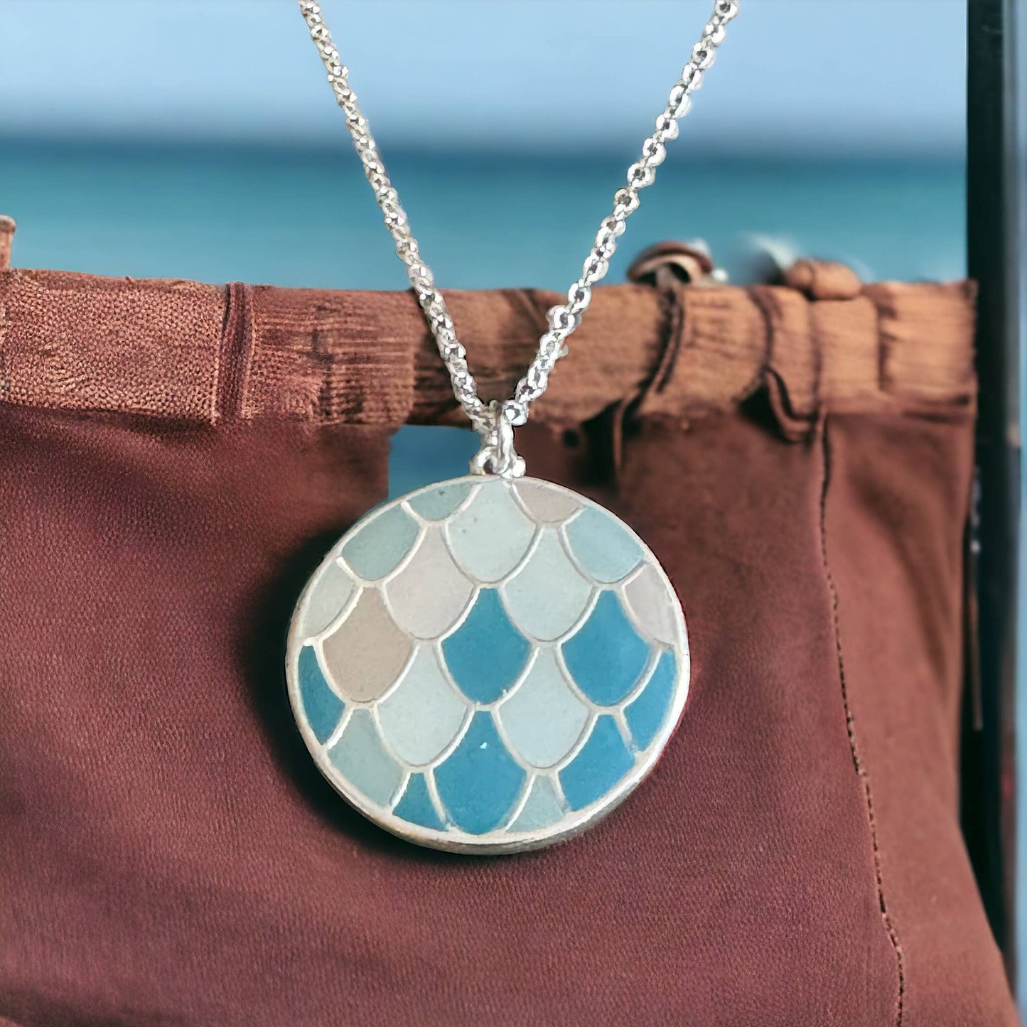 Jackie Gallagher Designs - Handmade Coastal Jewelry - Mermaid Scale Resin Necklace