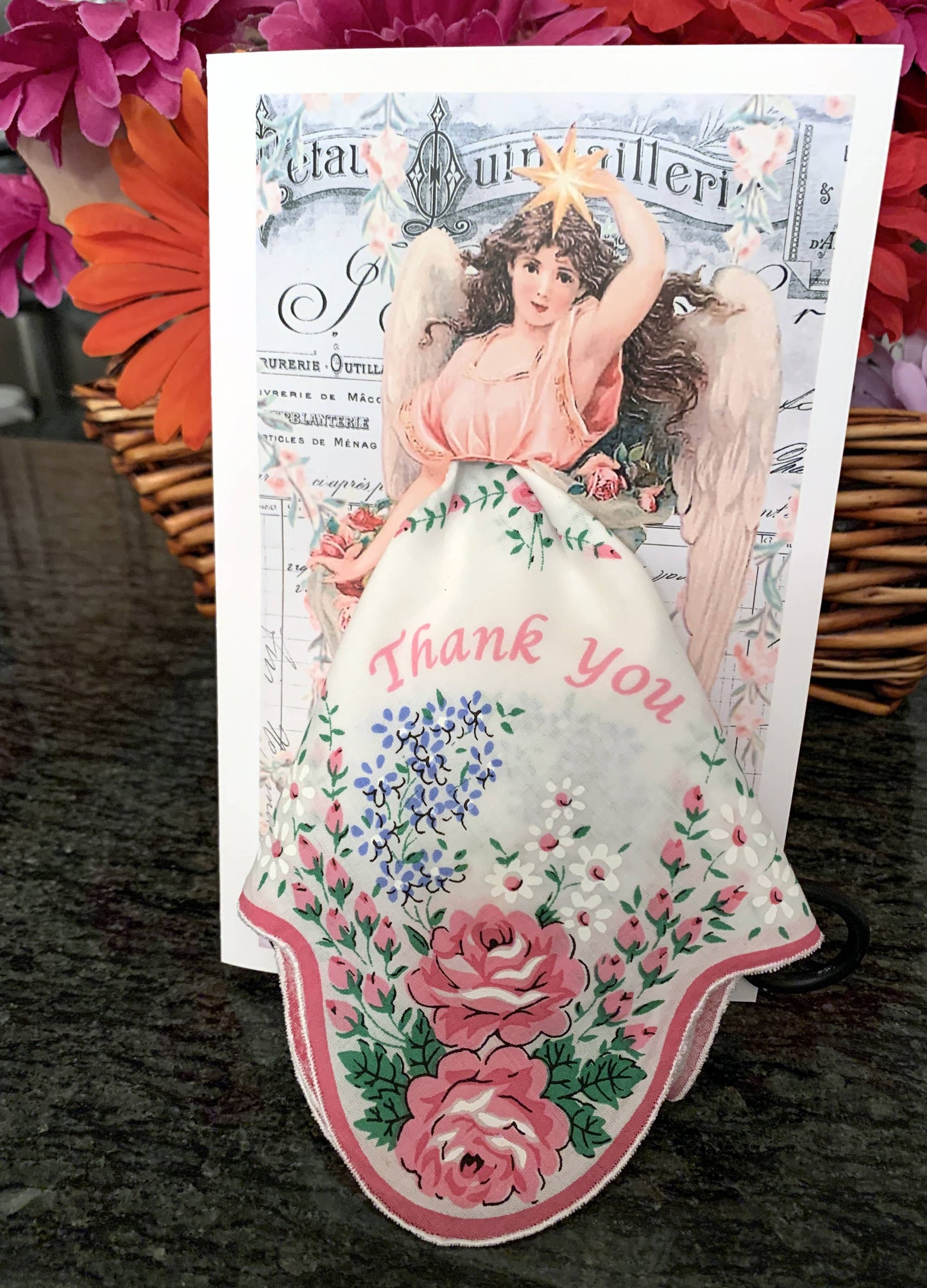 MOMENTS IN THYME - Thank You Angel Keepsake Hanky Card