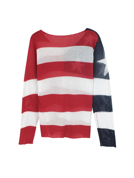 Rosa Clothing - 4th Of July Knit Summer American Flag Sweater