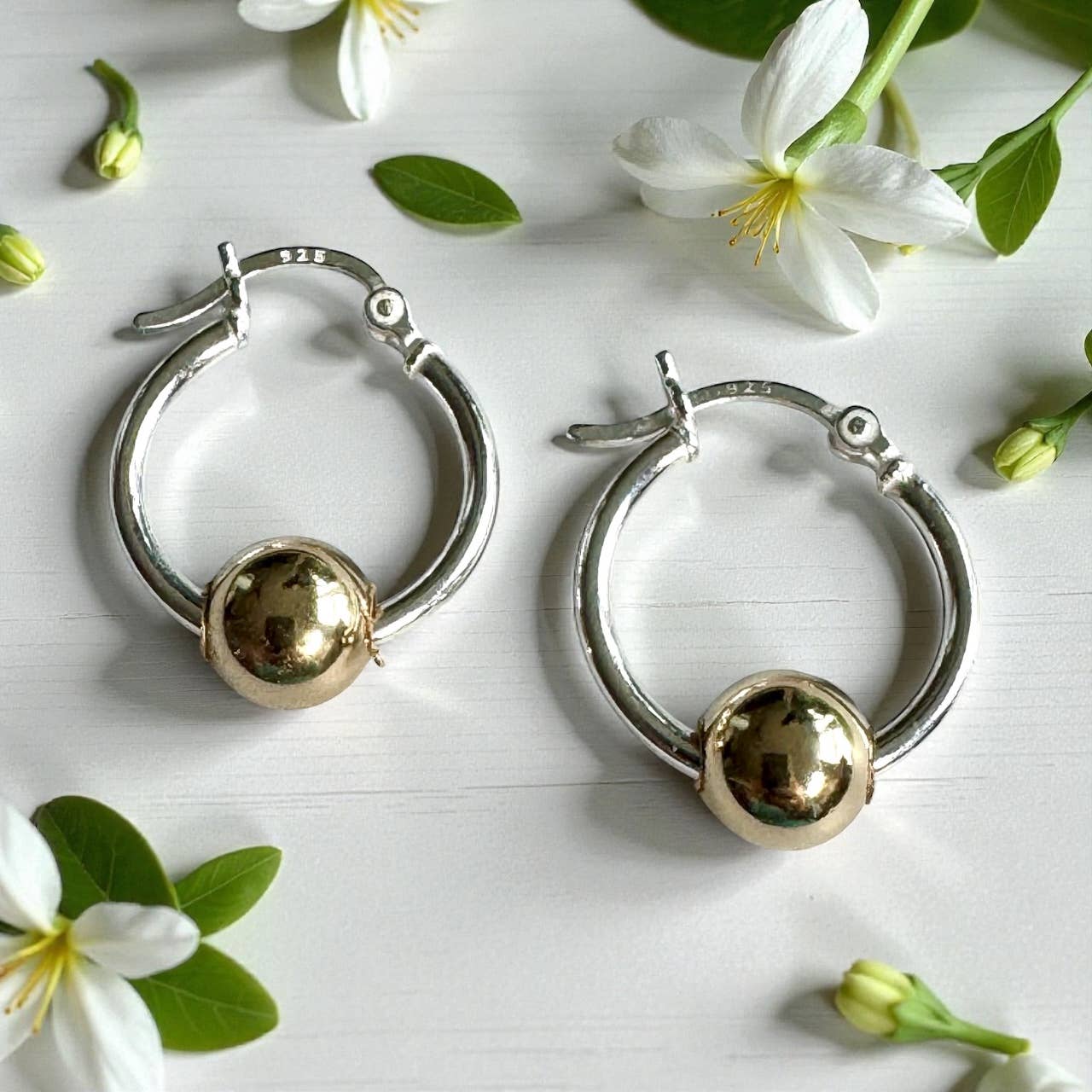 Jackie Gallagher Designs - Handmade Coastal Jewelry - Sterling Silver Ball Hoop