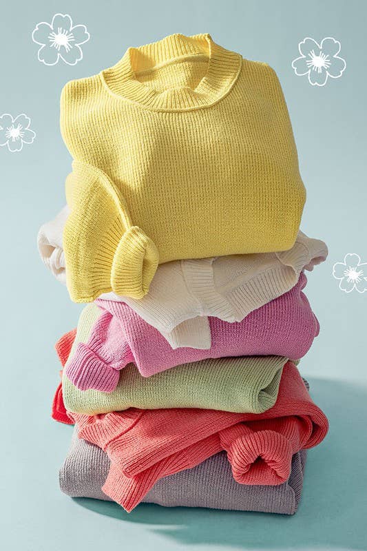 OVERSIZED SIDE SLIT CREW NECK COZY SWEATER: PISTACHIO / S-2/M-2/L-2