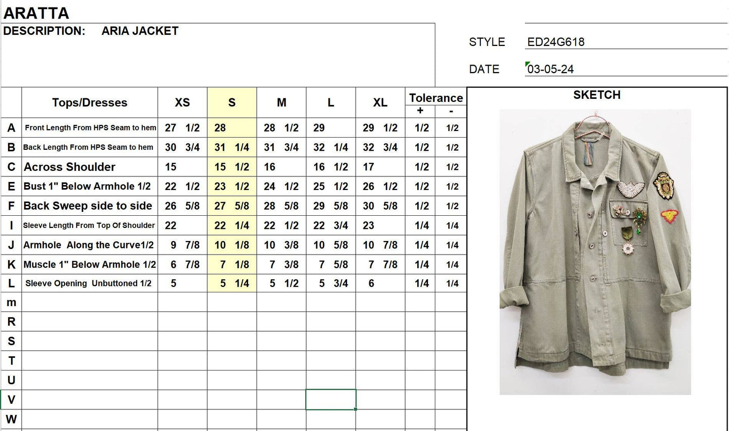 Aratta - Aria Jacket: Army / S