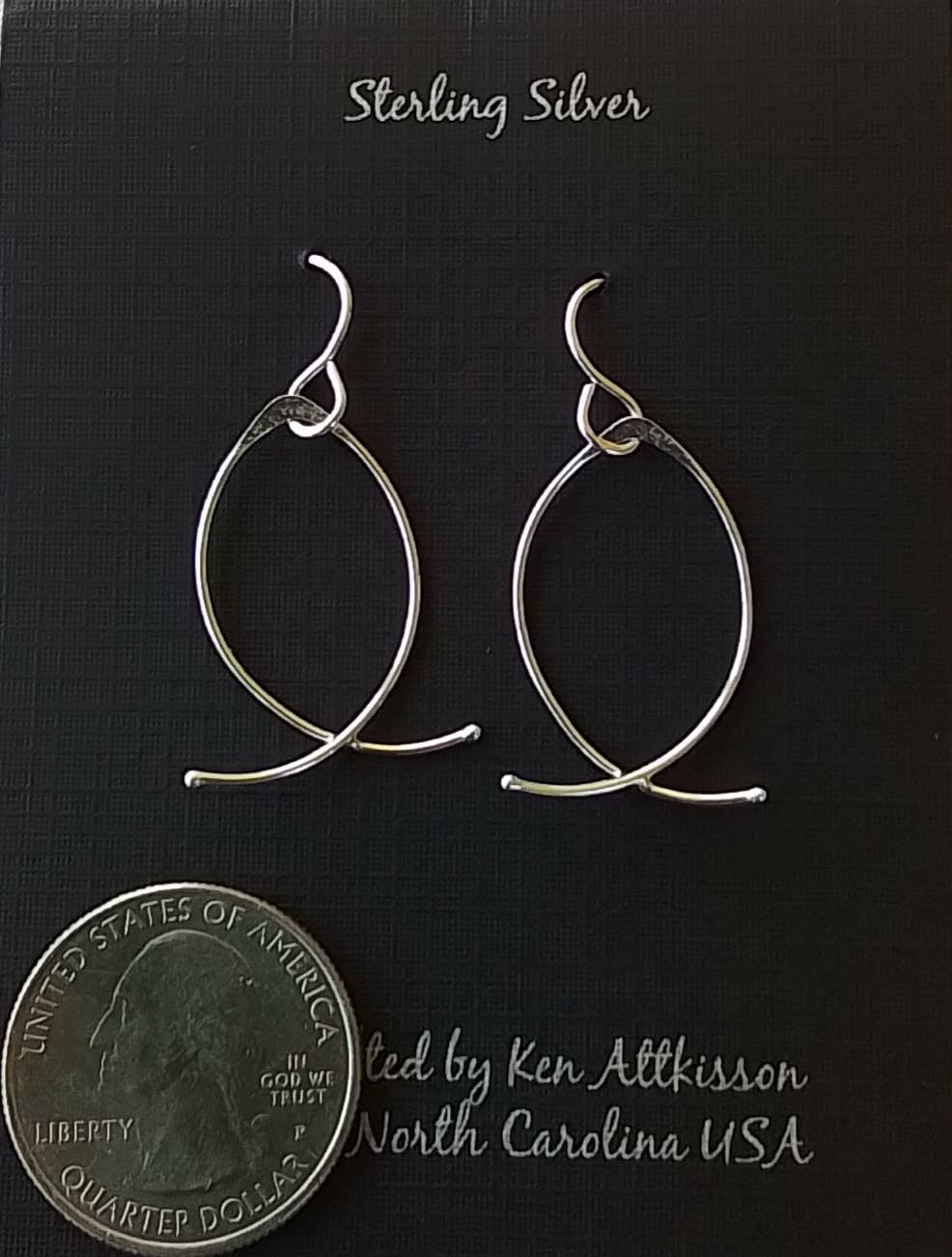 Ken’s handcrafted jewelry - Sterling Silver Earrings Fish