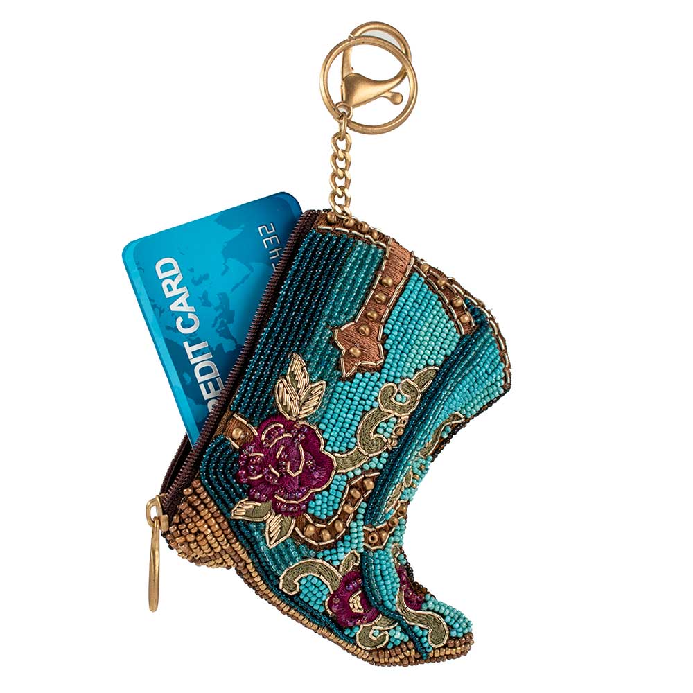 Mary Frances Accessories - Kickin' Around Beaded Cowboy Boots Coin Purse/Key Fob