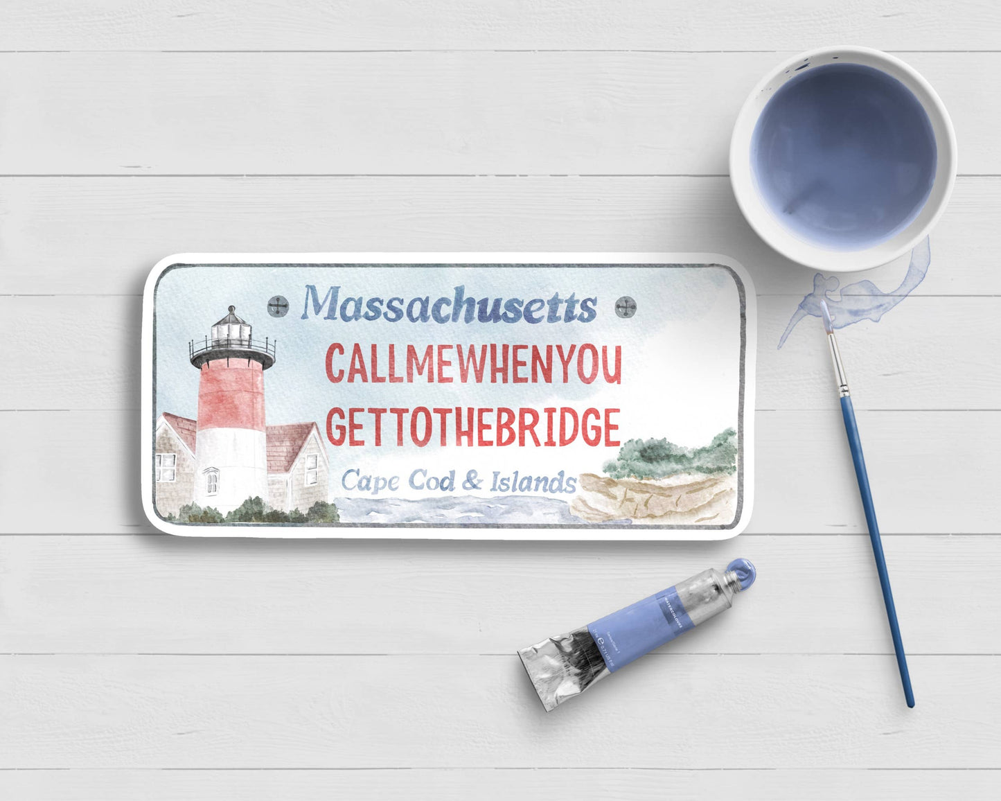 WonderfullyWrittenCo - Cape Cod License Plate Call Me When You Get To BridgeSticker