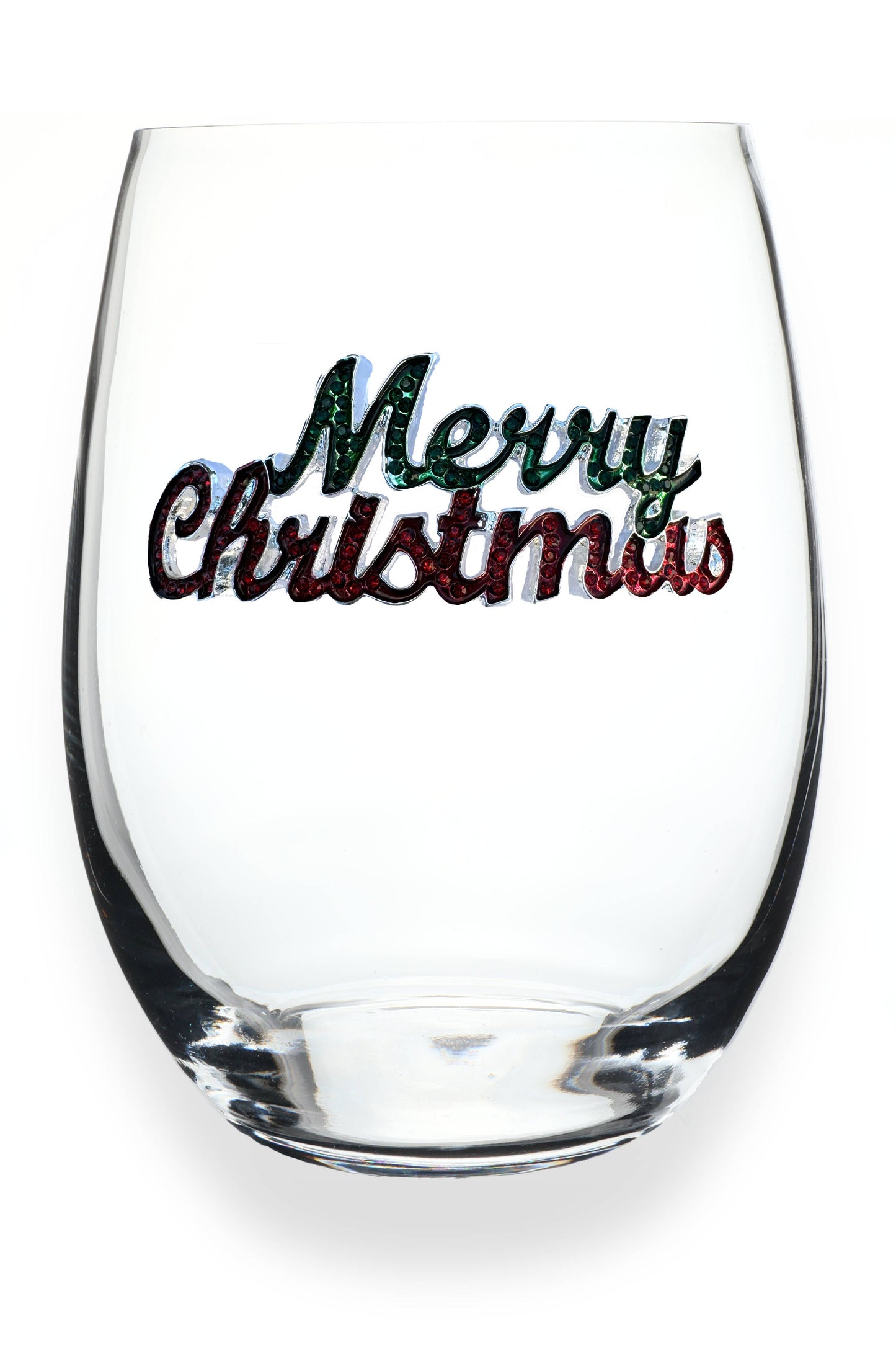 The Queens' Jewels® - Merry Christmas Holiday Jeweled Stemless Wine Glass