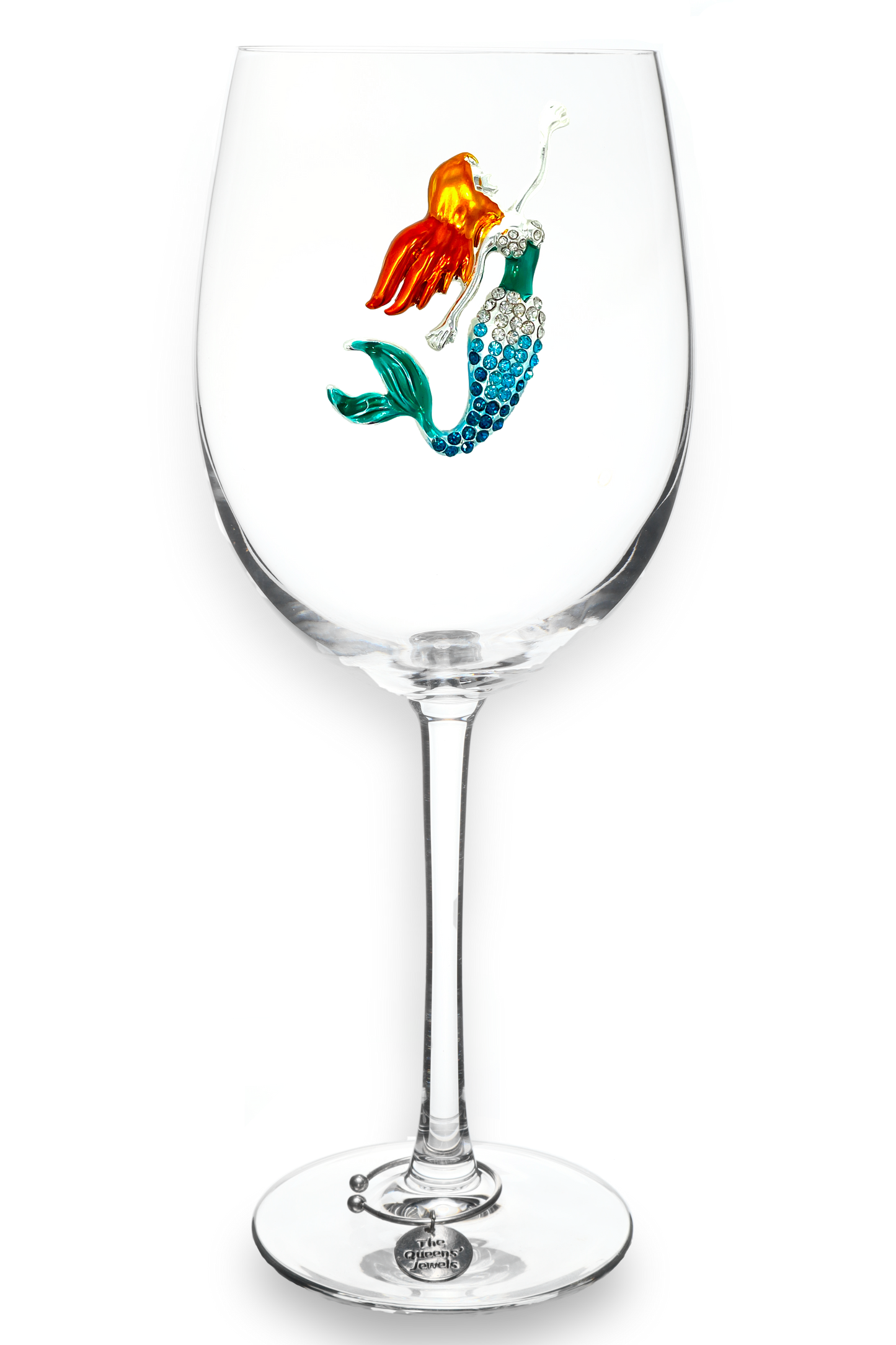The Queens' Jewels® - Red Headed Mermaid Jeweled Stemmed Wine Glass