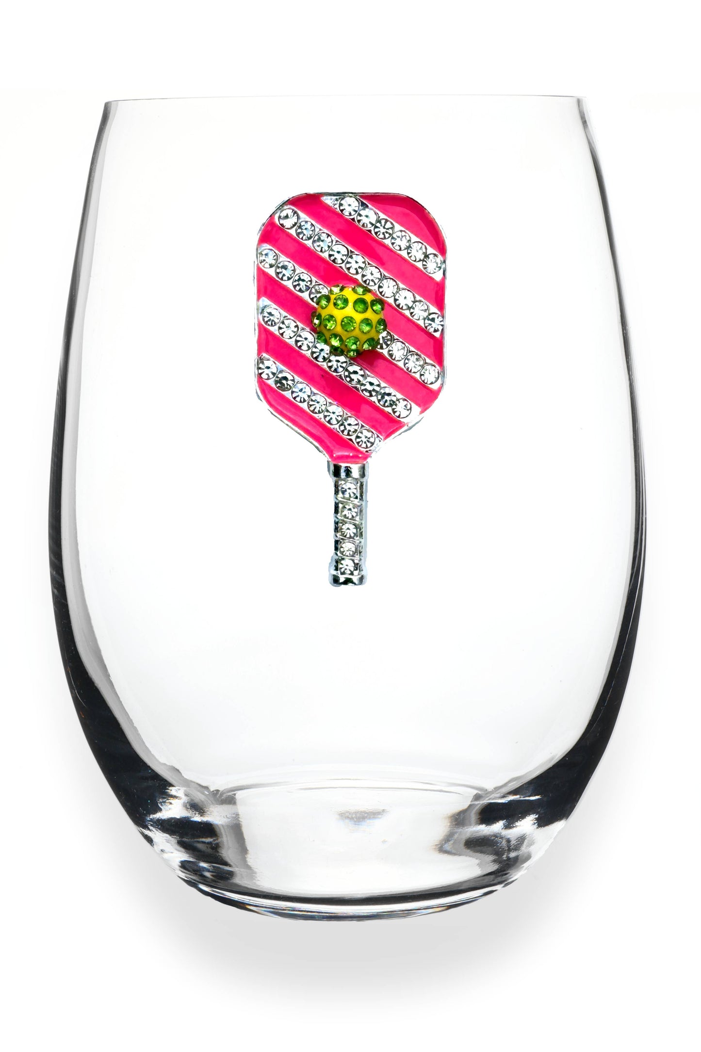 The Queens' Jewels® - Pickleball Jeweled Stemless Wine Glass