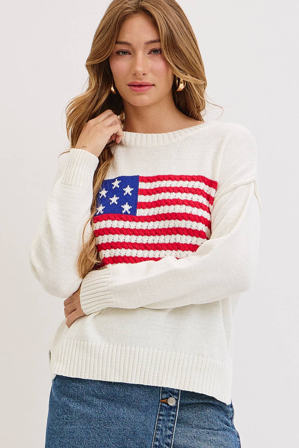 Sweet Lovely by Jen - AMERICAN FLAG SWEATER TOP