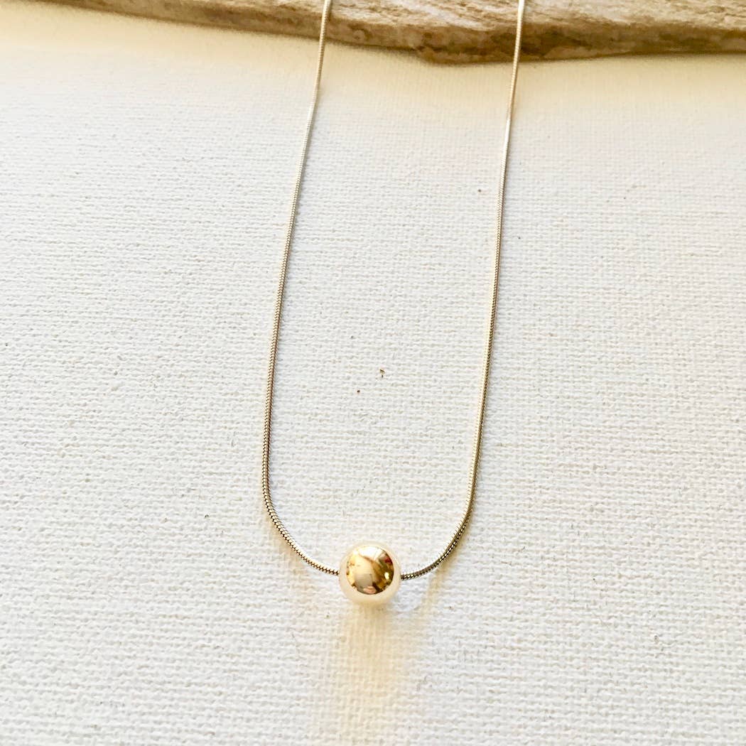 Jackie Gallagher Designs - Handmade Coastal Jewelry - Sterling Silver & Gold Ball Necklace 20"