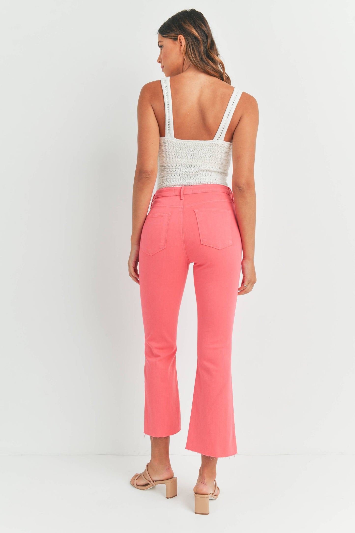 JUST BLACK DENIM - BP370J-A - HOT PINK - HR Tonal Crop Flare