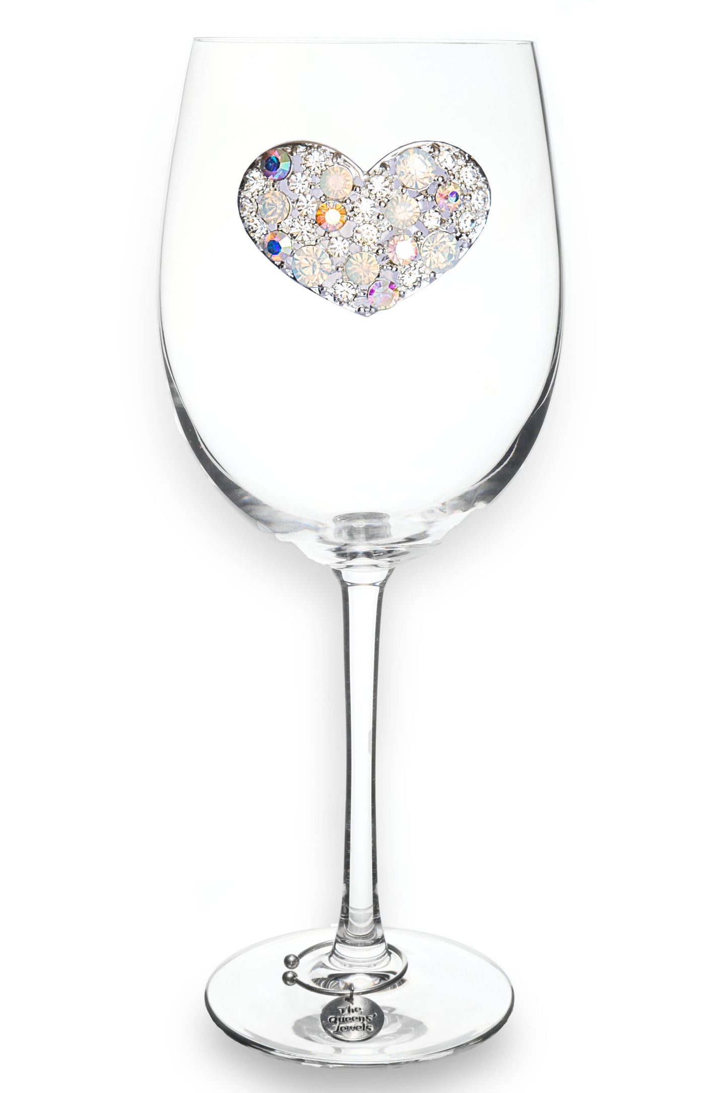The Queens' Jewels® - Multi Stone Heart Jeweled Stemmed Wine Glass