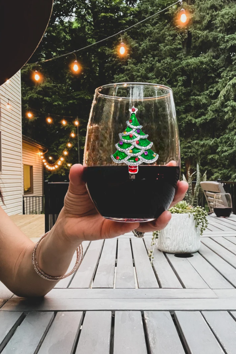 The Queens' Jewels® - Christmas Tree Jeweled Stemless Wine Glass