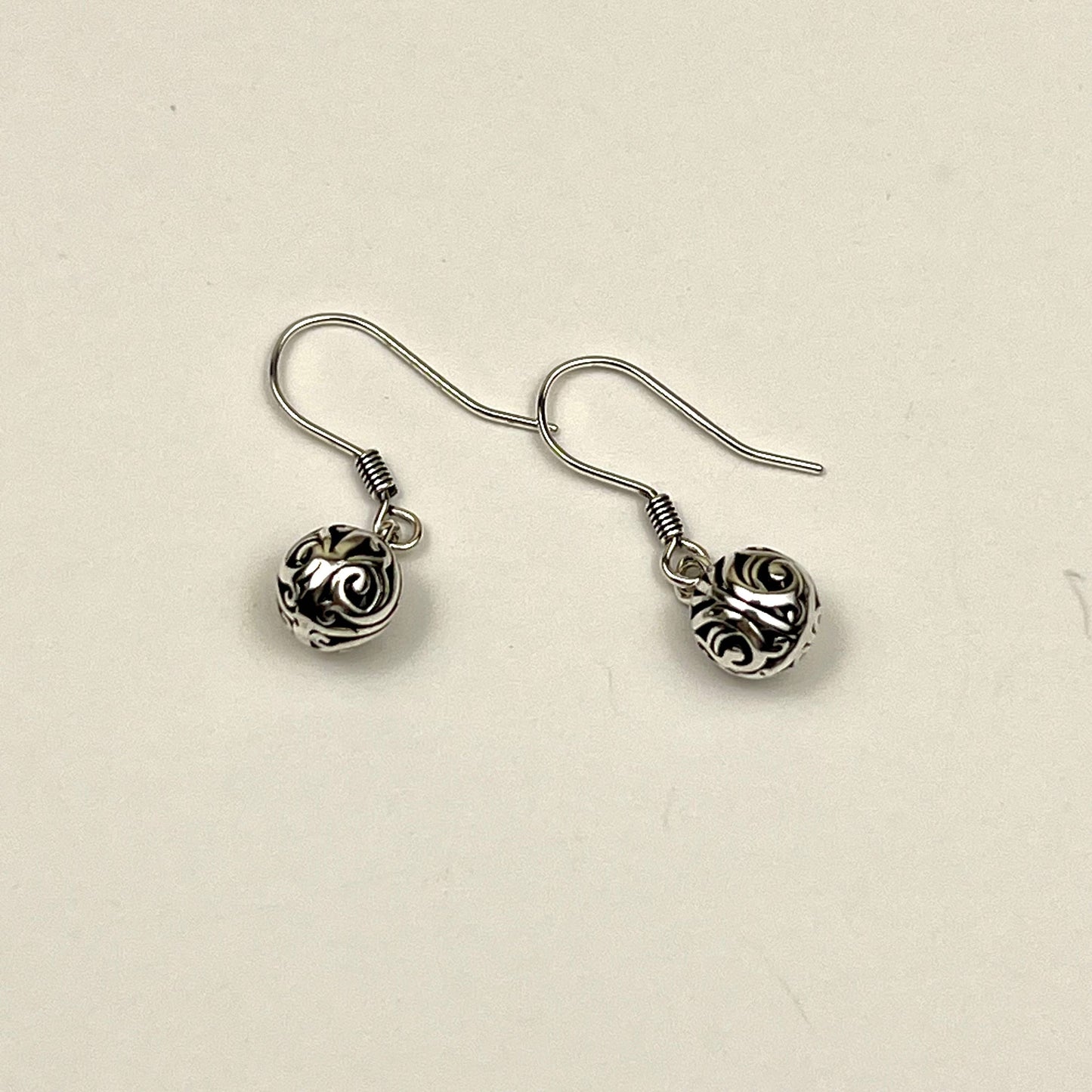 Jackie Gallagher Designs - Handmade Coastal Jewelry - Bali Ball Bead Earring, sterling silver