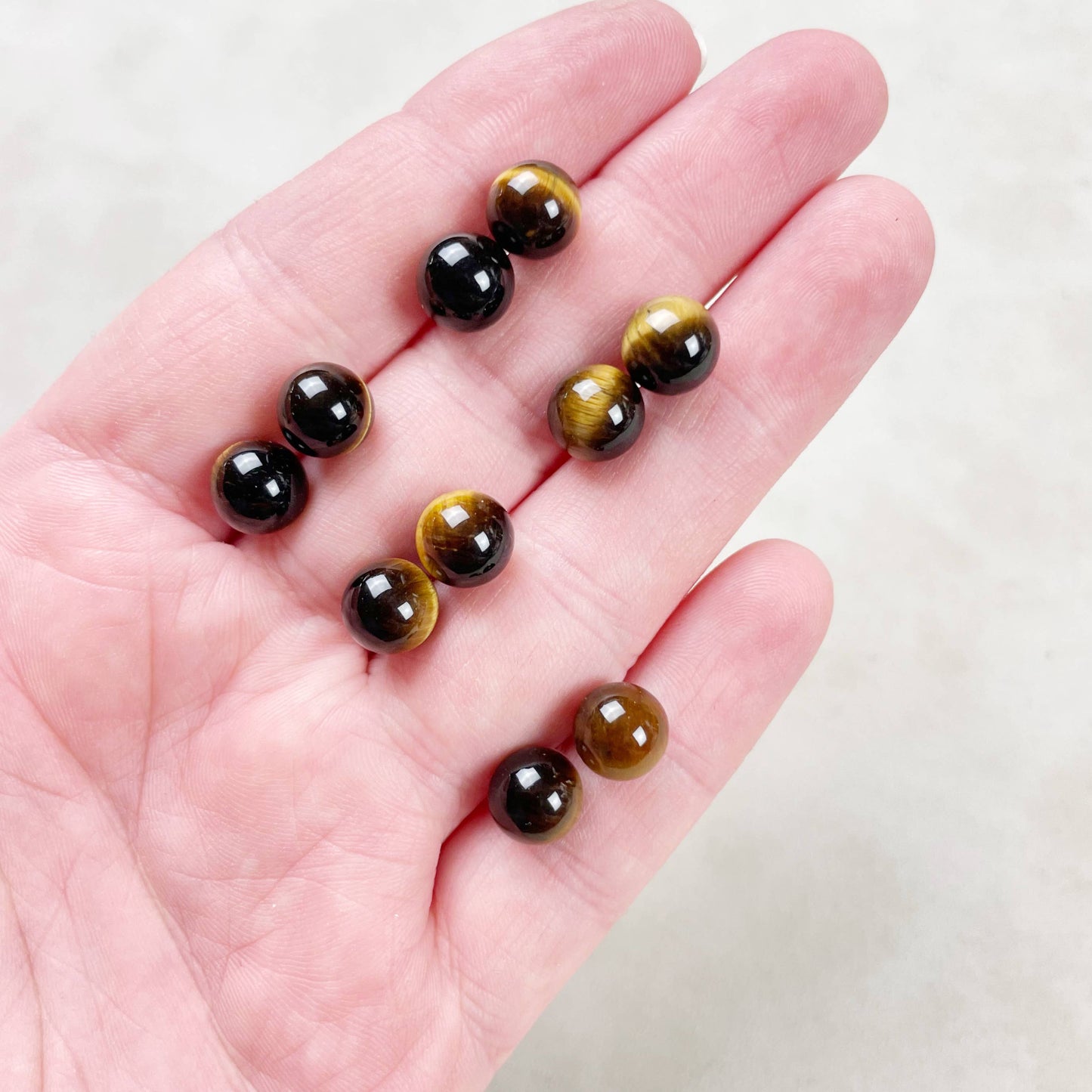 Ewelina Pas Jewelry - Silver 8mm Tiger Eye Orb Stud Earrings