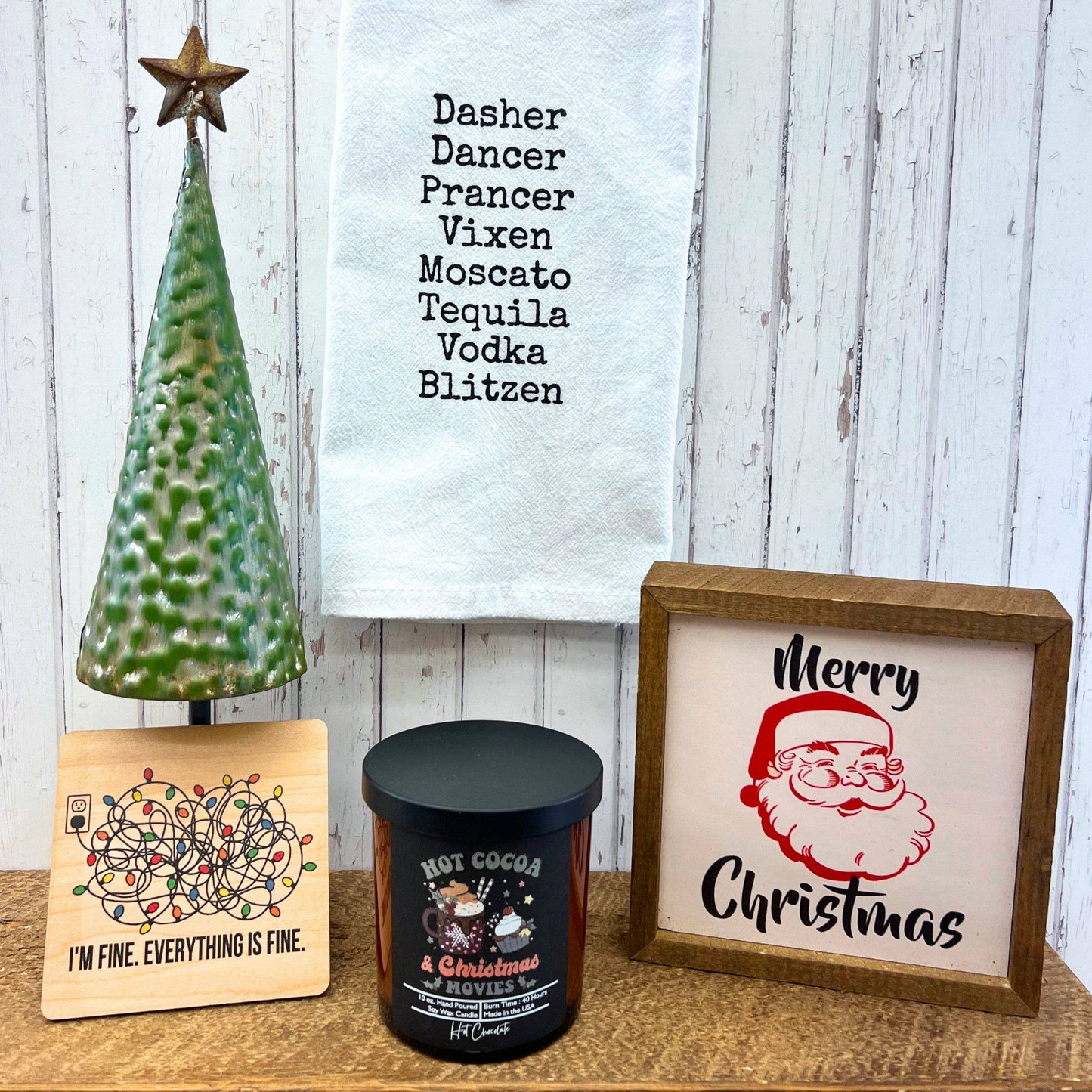 Driftless Studios - It's Fine Everything Is Fine Wood Christmas Coaster