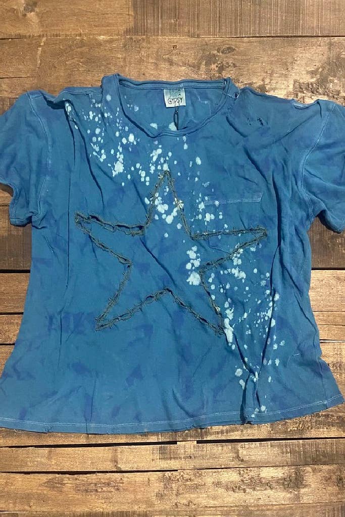 Jaded Gypsy - Out Of Touch Tee - Teal Star: SMALL/MEDIUM