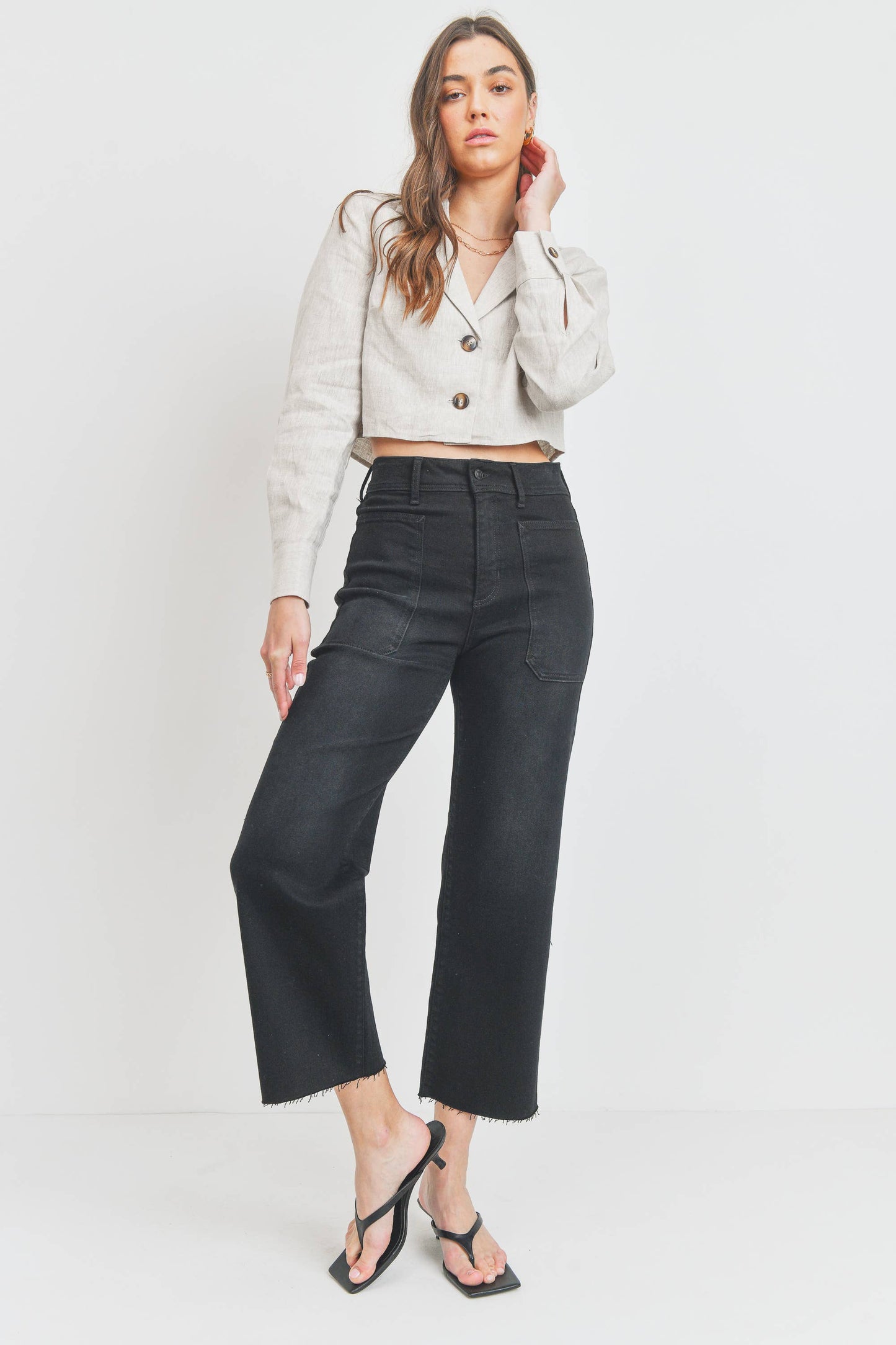 JUST BLACK DENIM - BP353J - WBLK - HR Utility Wide Leg