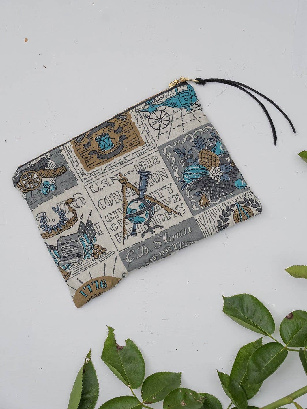 Ash & Rose - Boston Seaport Zip Purse Pouch Clutch Nautical Upcycled