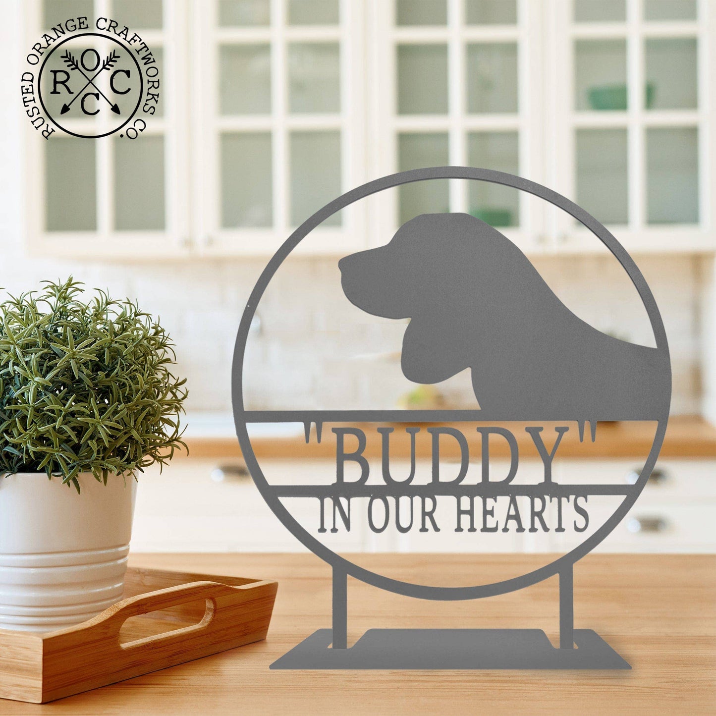 Rusted Orange Craftworks Co. - Pet Memorial Plaque - 2 Styles - Personalized Animal Pet Grave Markers
