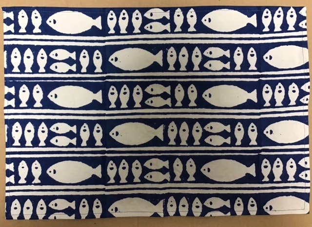 Natural Habitat - Tablemats Striped fish blue SMALL - 13"x18"