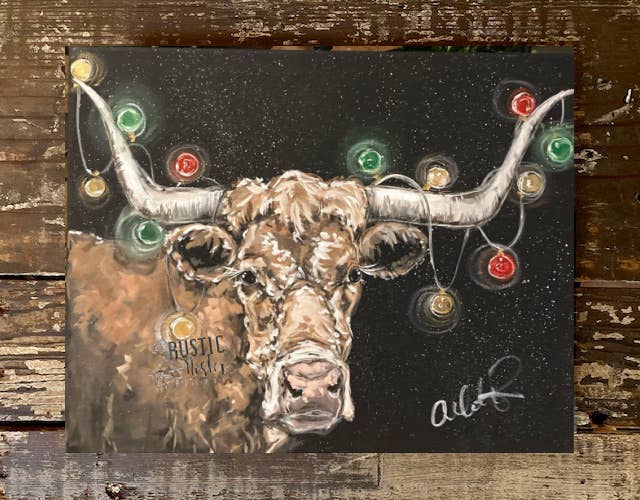 Rustic Nester - Christmas Longorn Home Decor, Seasonal canvas art print