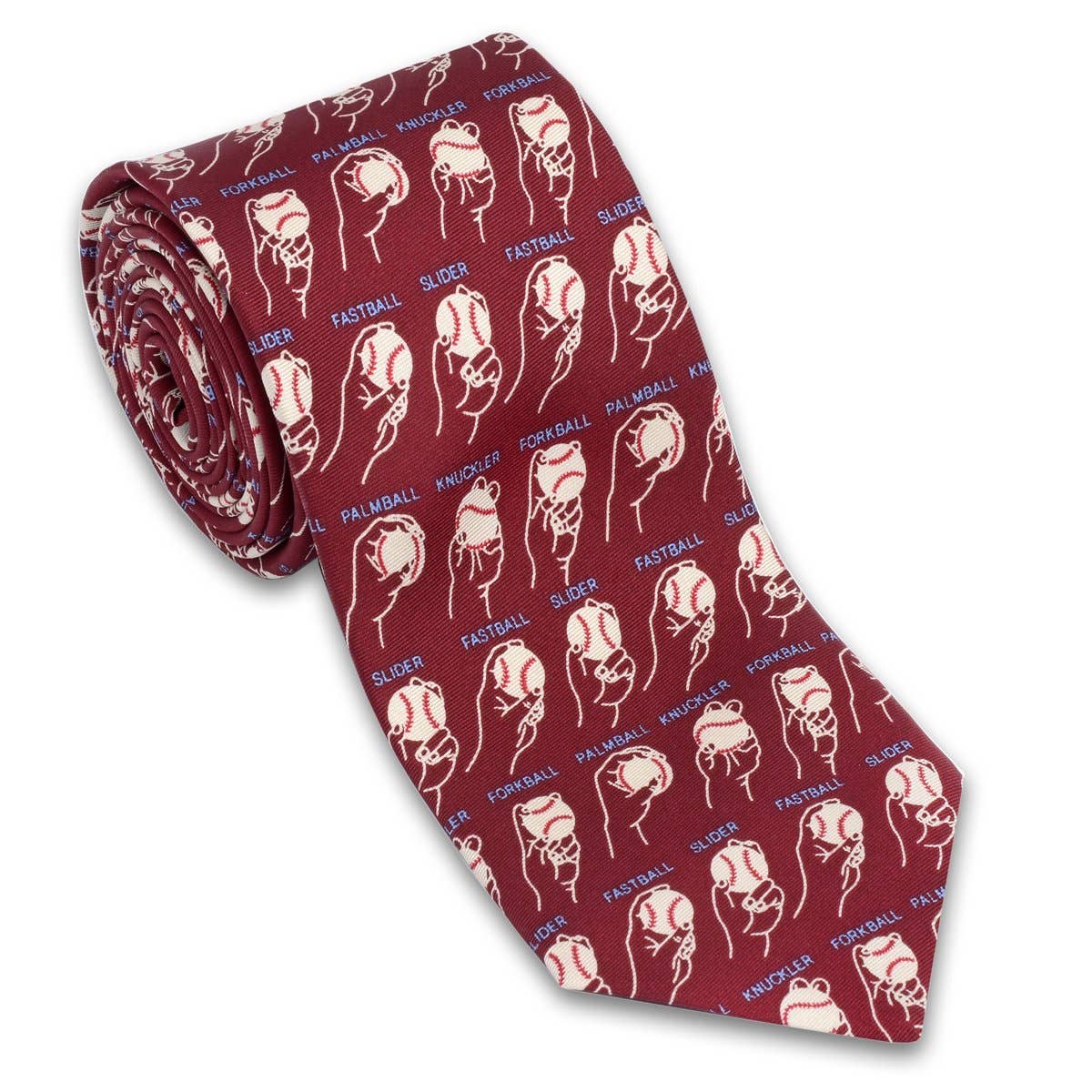 Baseball Pitches Silk Necktie