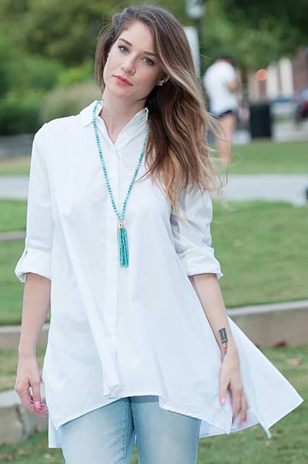 Paper Lace - Boxy Shirt with Flare in White