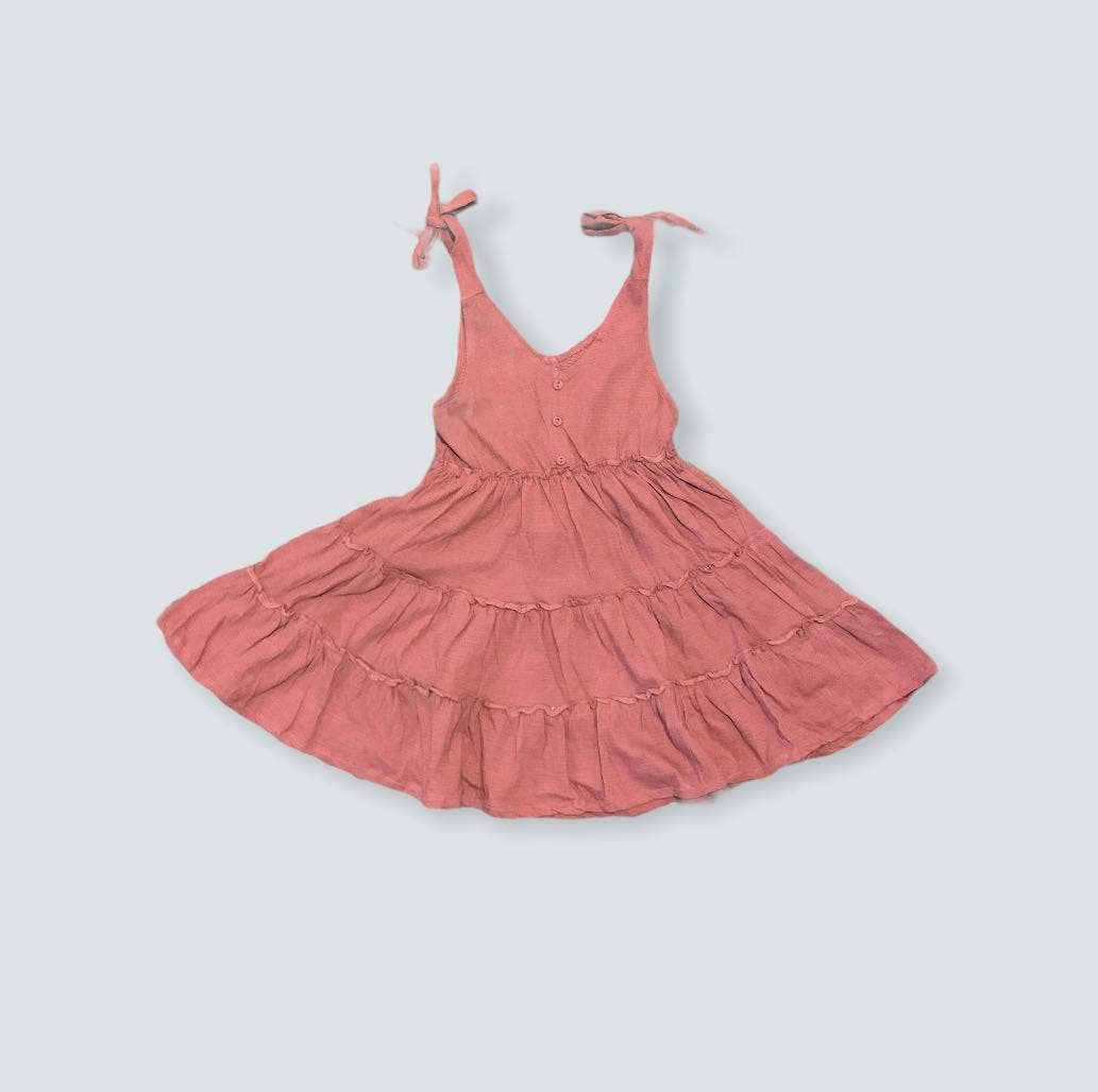 Emma Grace Shoppe - EG Organic Tiered Tie Dress - Dusty Pink