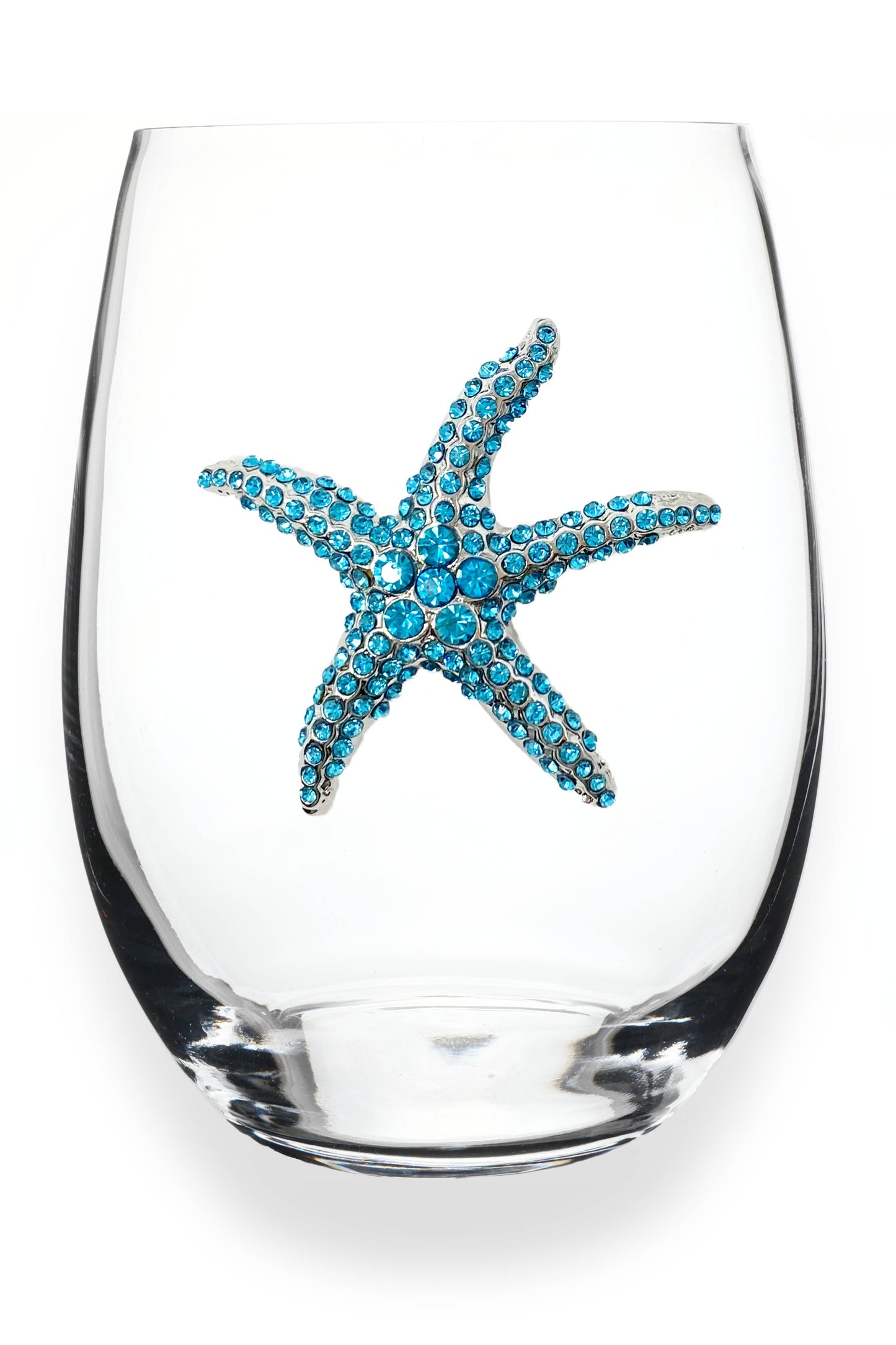 The Queens' Jewels® - Blue Starfish Jeweled Stemless Wine Glass
