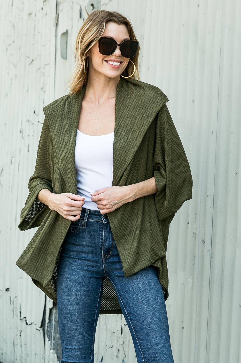Orange Farm Clothing - Light Weight Waffle Dolman Cardigan
