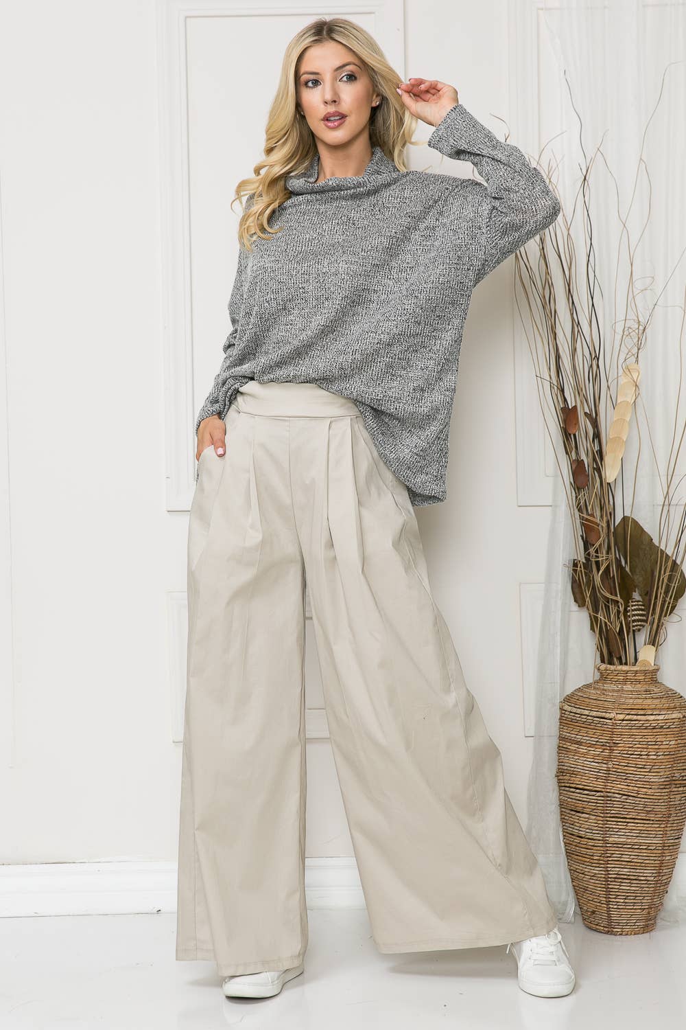 Orange Farm Clothing - Cotton Wide Leg Pants with Side Pockets