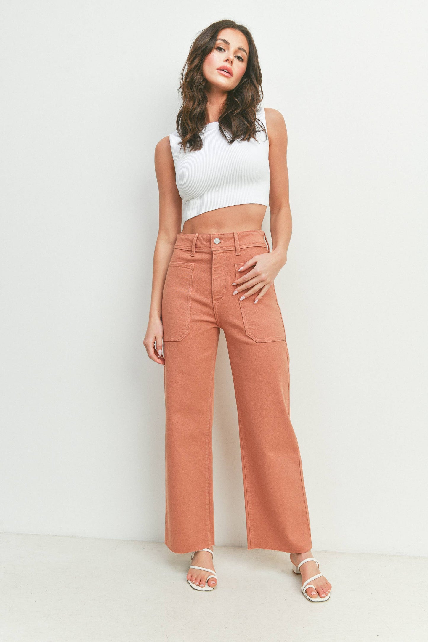 JUST BLACK DENIM - BP353J - SOFT TERRACOTTA - High Rise Utility Wide Leg