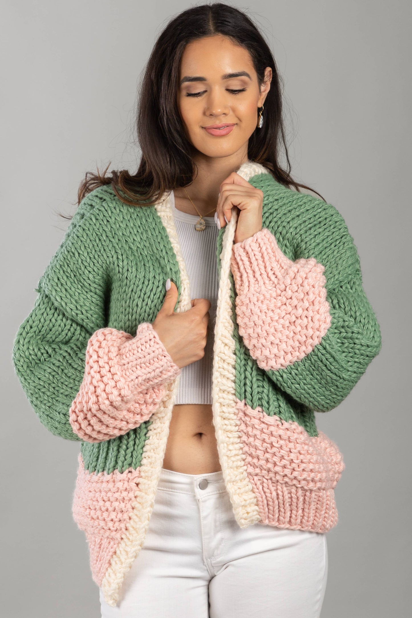 SAACHI - Bella Oversized Two Tone Knit Sweater Kimono
