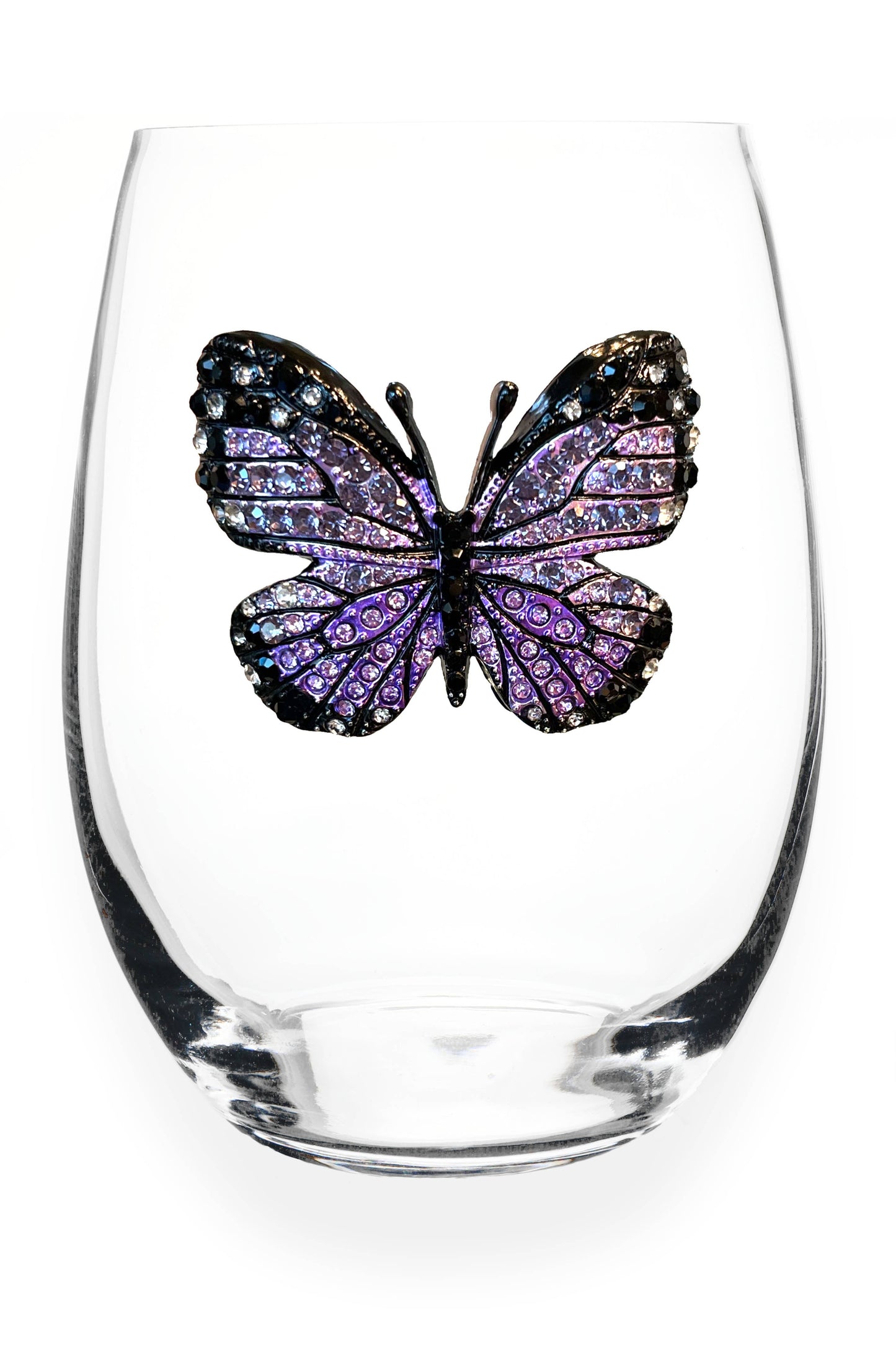 The Queens' Jewels® - Purple Butterfly Jeweled Stemless Wine Glass