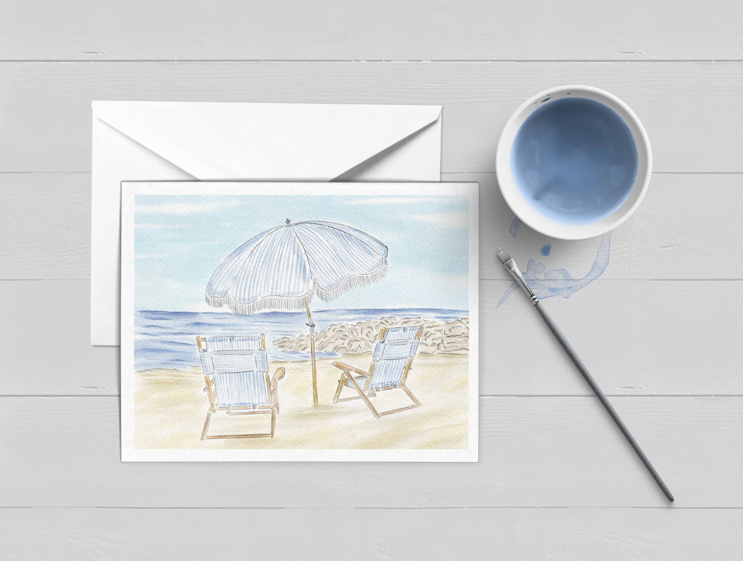 WonderfullyWrittenCo - Summer Beach Days Watercolor Greeting Card - Boxed Set of 8