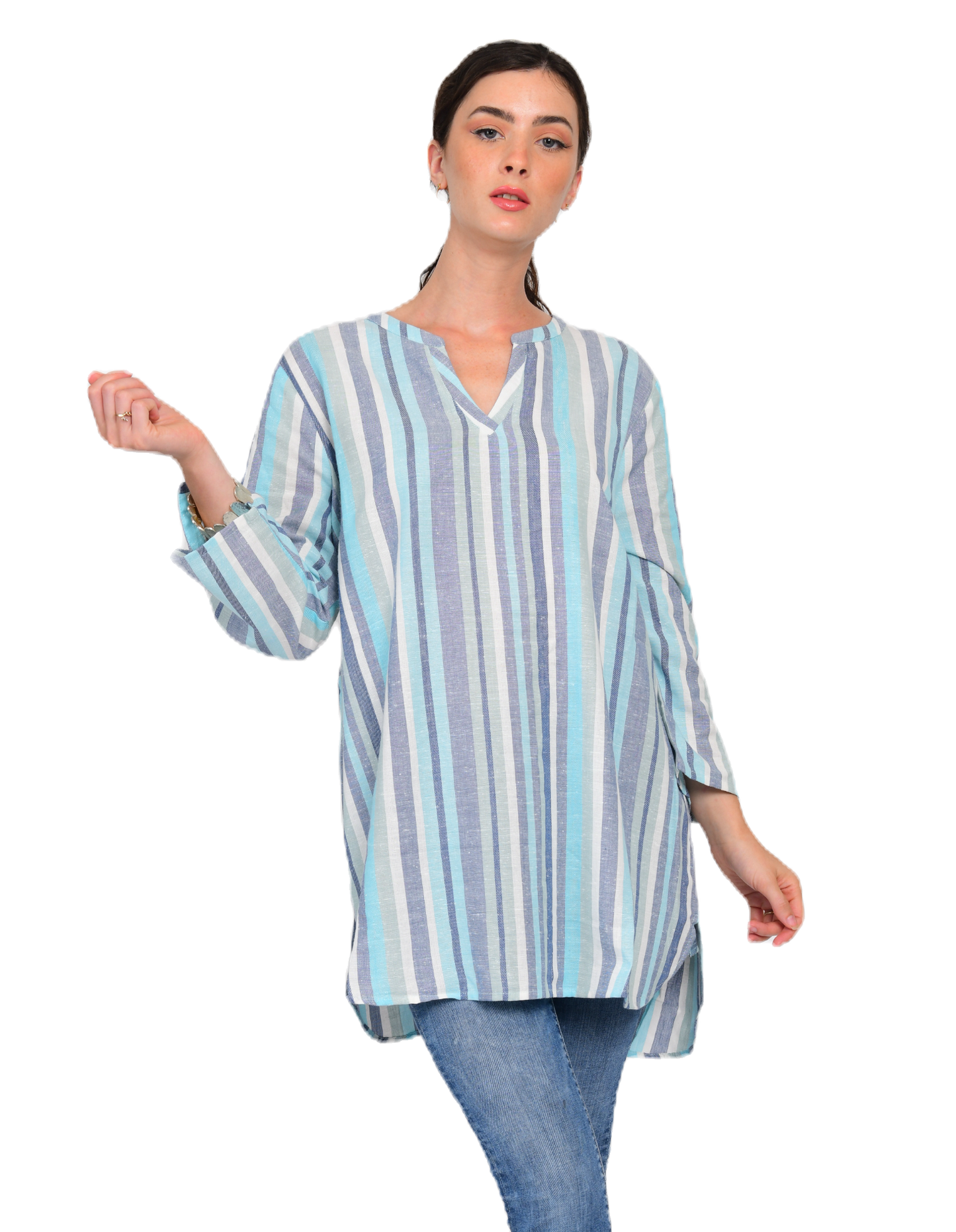 Paper Lace - BTS-01 Linen Tunic with stripes