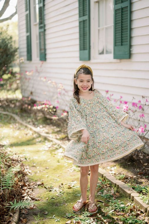Emma Grace Shoppe: Organic Cotton Multi-Tiered Boho Dress- Spring Floral