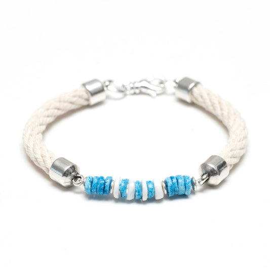 Allison Cole Jewelry - Menemsha - Ivory/Blue/Silver - Nautical Rope Bracelet