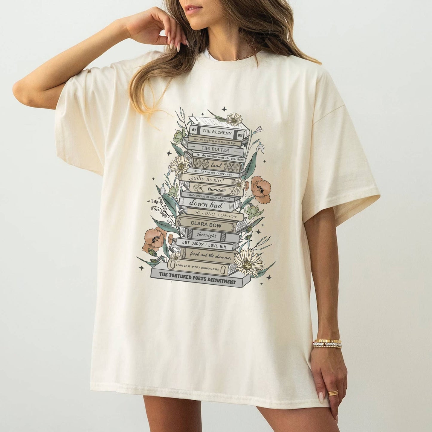 SONDO DESIGN LTD - The Tortured Poet Department As Book Shirt, Swiftie Shirt: L / Sand