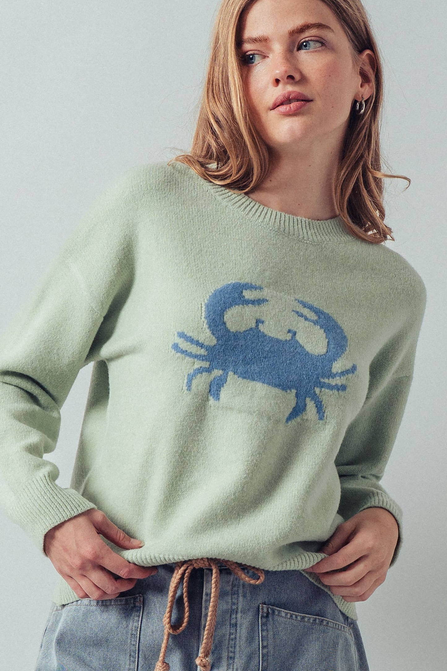 Urban Daizy - Crab Graphic Relaxed Knit Sweater