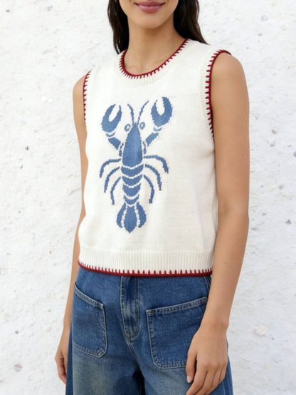 Rosa Clothing - Lobster pattern knit sweater vest tank top